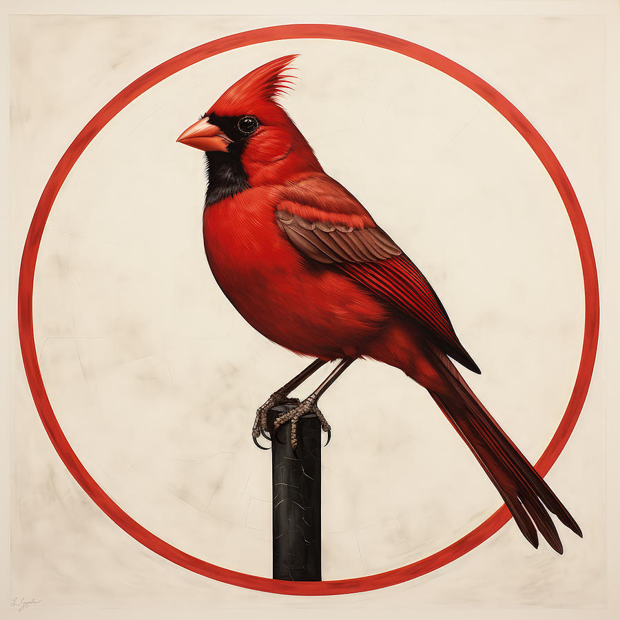 Red Cardinal Painting - Cardinals Crimson Halo by Lourry Legarde