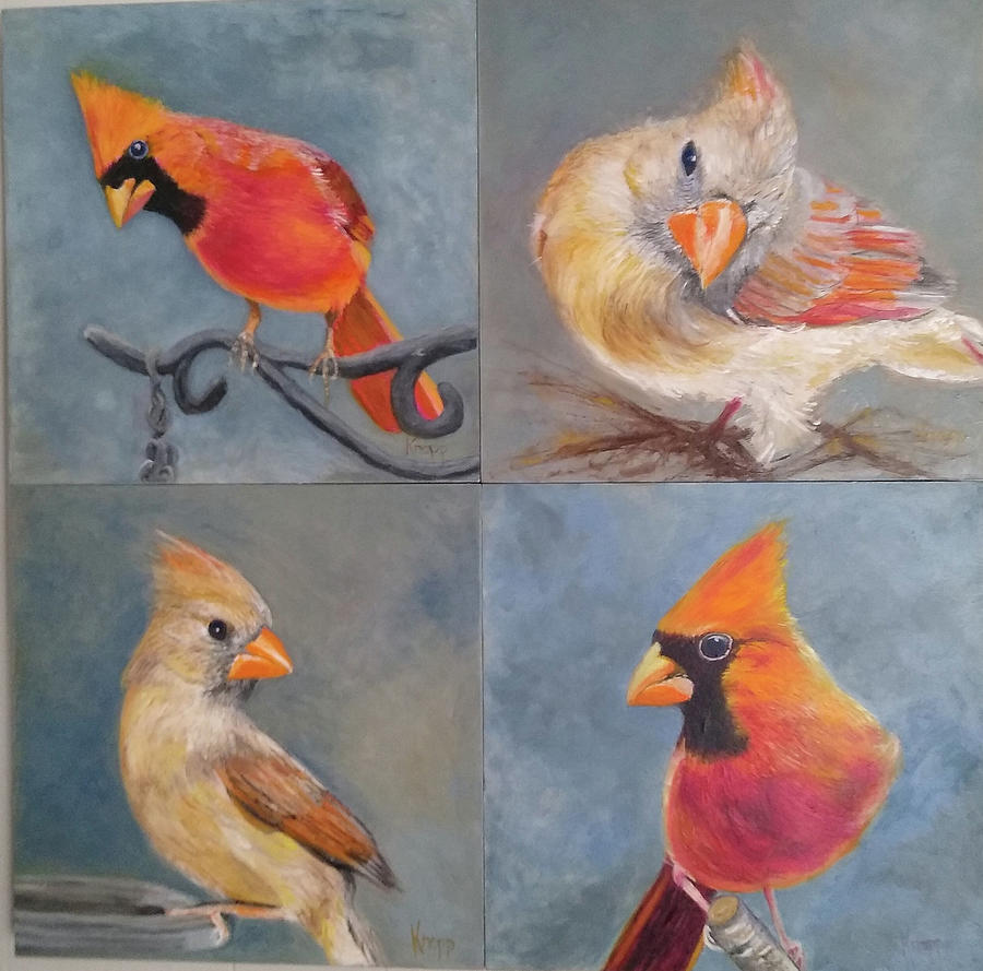 Cardinals from Heaven Painting by Kathy Knopp