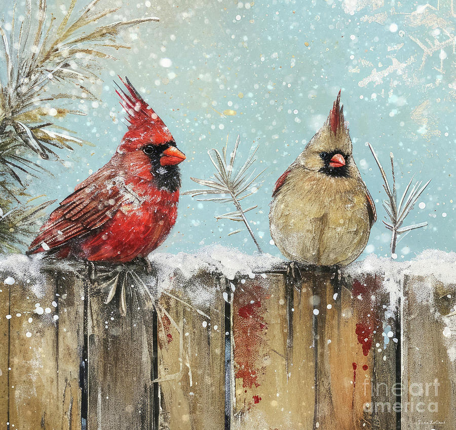 Bird Painting - Cardinals In The Snow by Tina LeCour