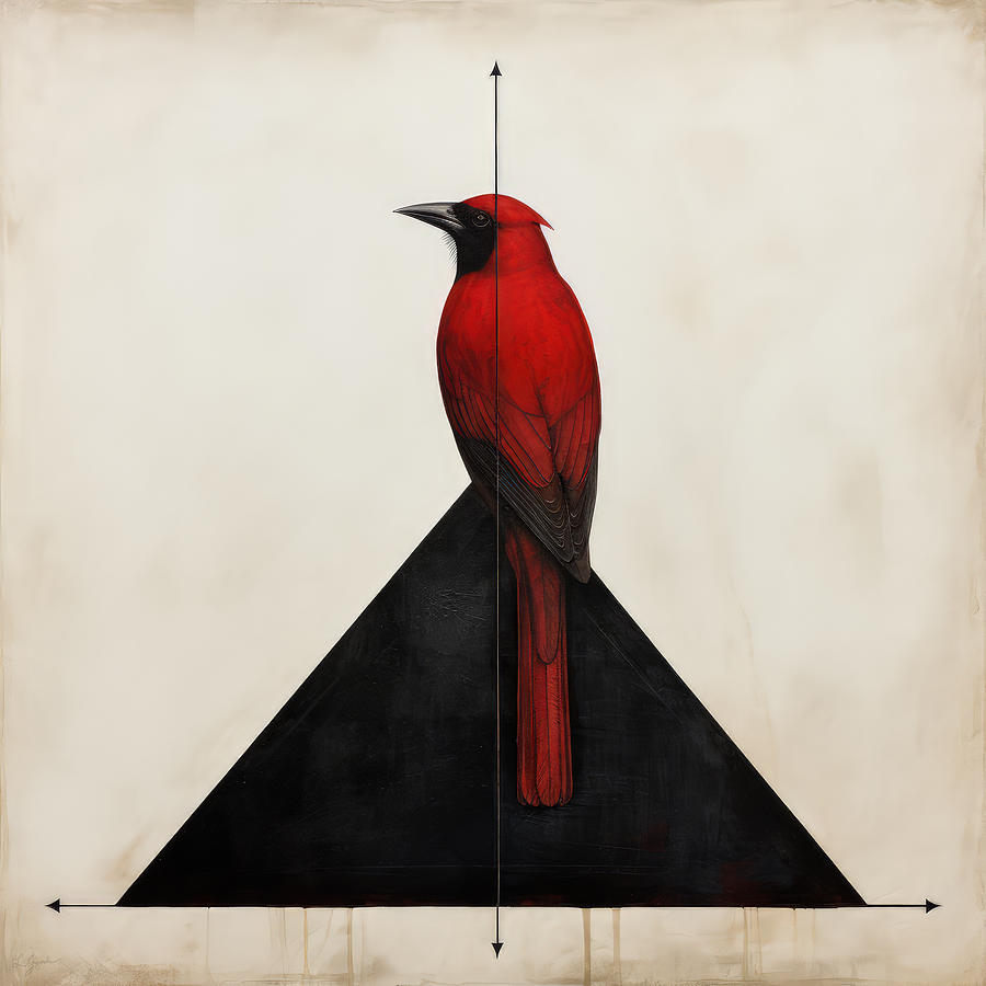 Cardinals Minimalist Song Painting by Lourry Legarde