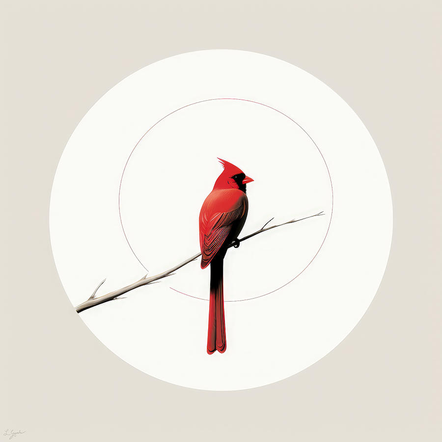 Red Cardinal Painting - Cardinals Perch by Lourry Legarde