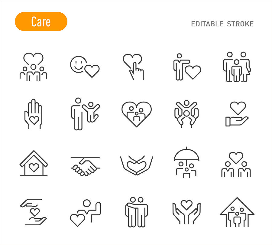 Care Icons - Line Series - Editable Stroke Drawing by -victor-