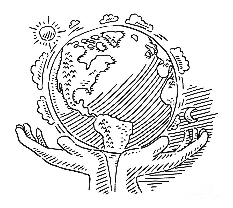Drawing earth planet world image Royalty Free Vector Image