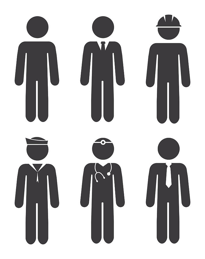 Career Stick Figures Icon Set Drawing by Bamlou
