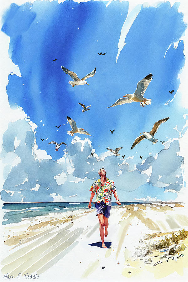 Carefree Moment On The Beach Digital Art by Mark Tisdale