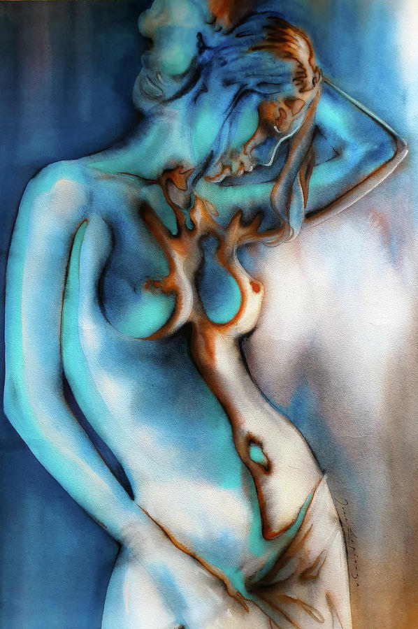 Caress Of Light In Blue Painting by J U A N - O A X A C A