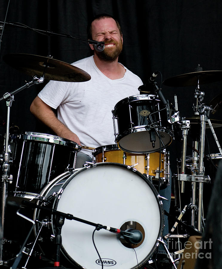 Carey Harmon on Drums with Railroad Earth Photograph by David Oppenheimer