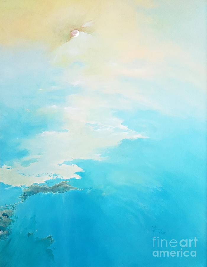 Abstract Painting - Caribbean Blue by Merana Cadorette