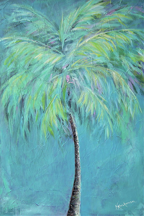 Caribbean Blue Palm Tree Painting Painting by Kristen Abrahamson