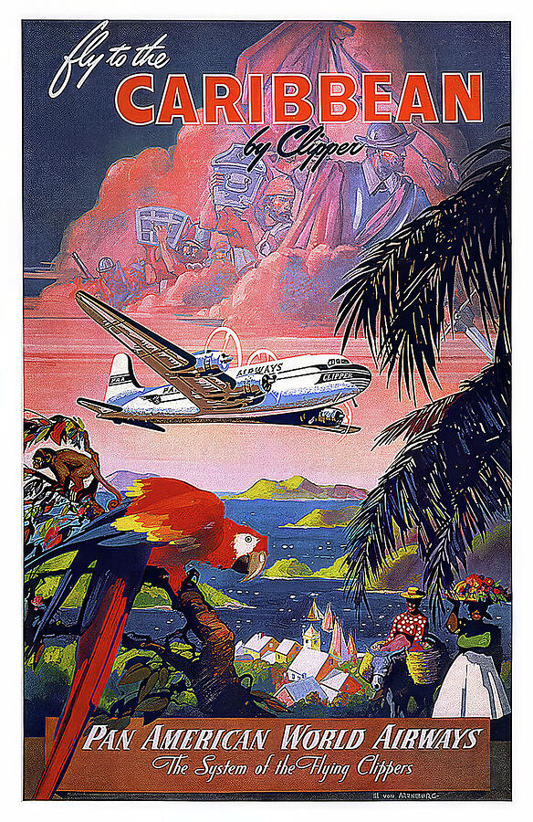 Caribbean by Clipper Vintage Travel Poster Painting by Vintage Travel Poster Caribbean by Clipper Vintage Travel Poster Painting by Vintage Travel Poster