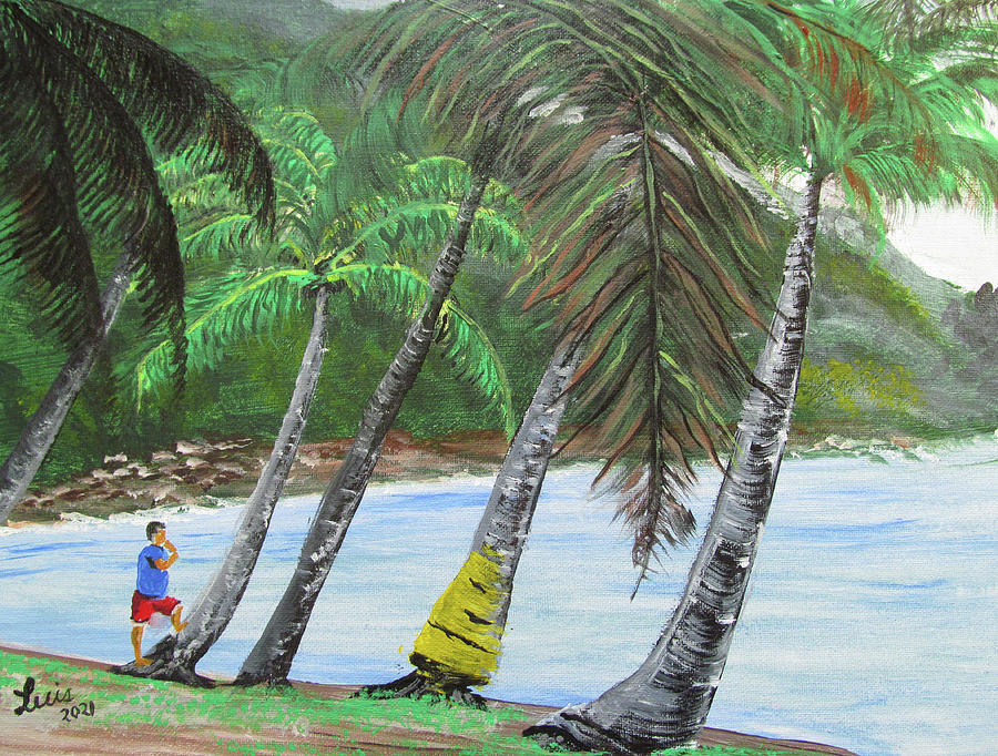 Caribbean Island Beach Painting by Luis F Rodriguez