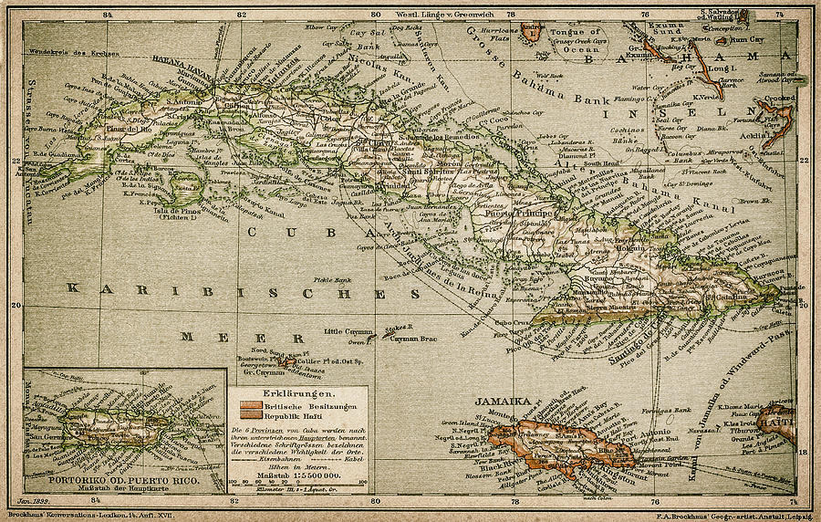 Caribbean map Drawing by Nastasic