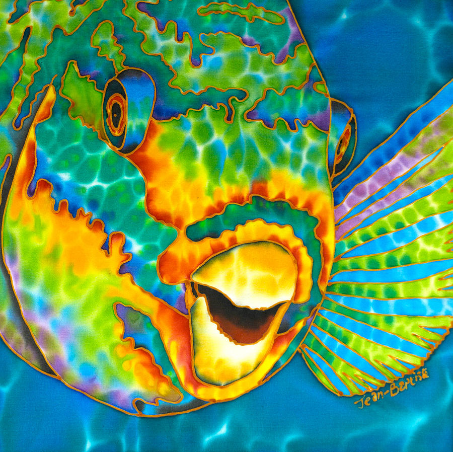 Caribbean Queen Parrotfish Painting by Daniel Jean-Baptiste