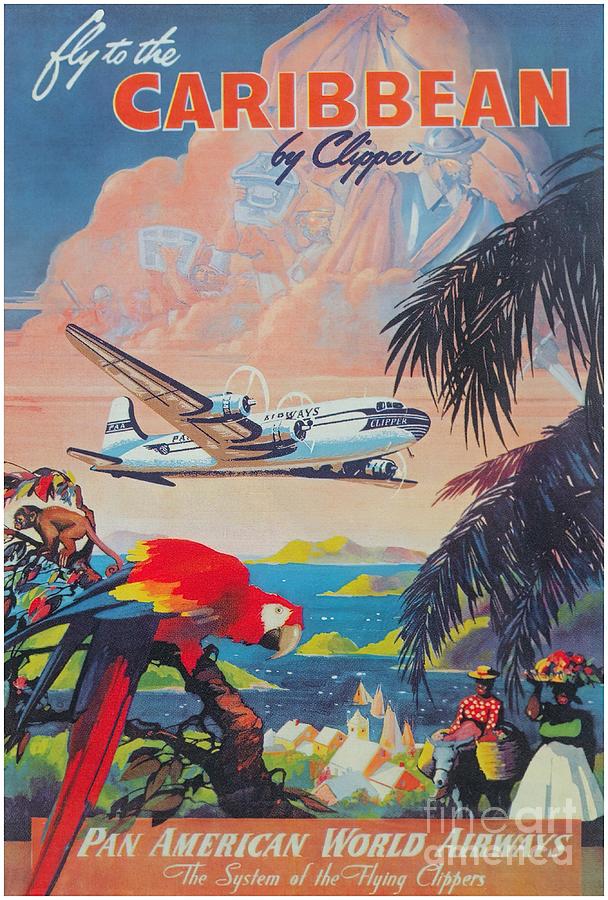 Caribbean Retro Vintage Travel Painting by Gary Hall - Fine Art America