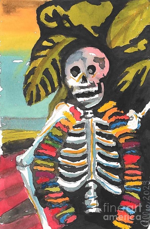 Caribbean Skeleton Painting by Allie Lily