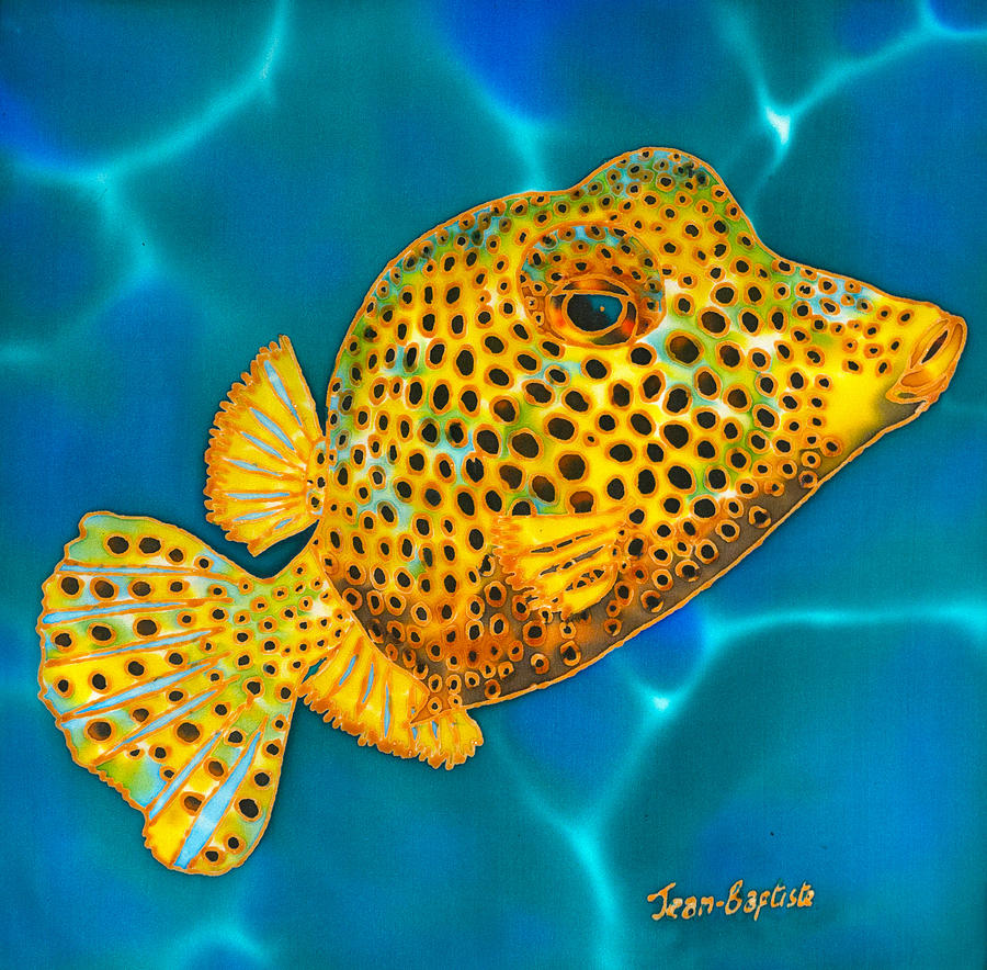 Boxfish Painting - Caribbean Spotted Boxfish by Daniel Jean-Baptiste