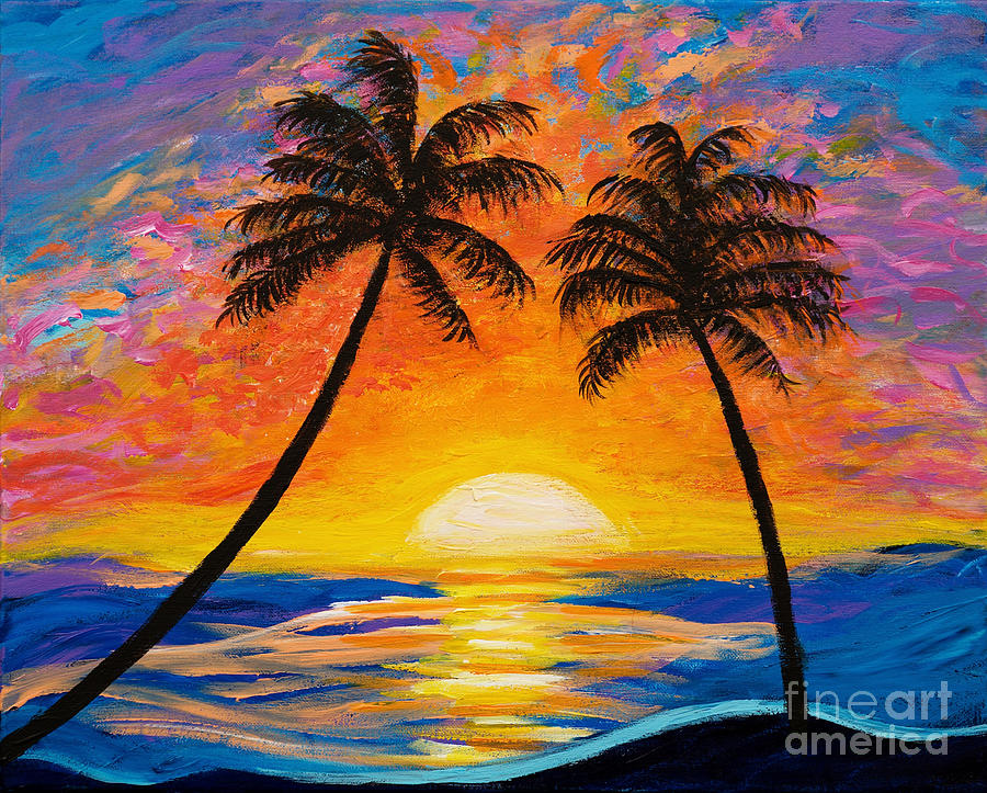 Caribbean Sunset Painting by Art by Danielle