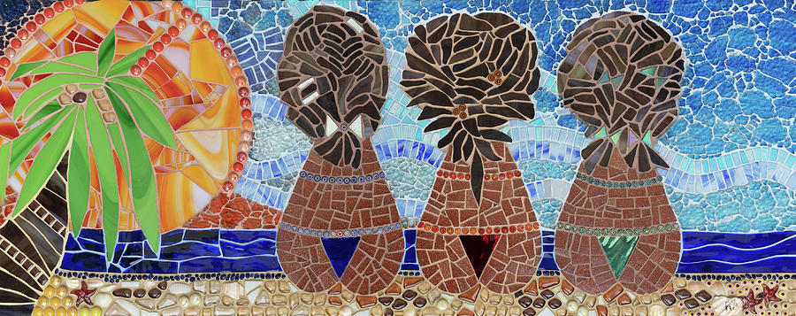 Caribbean Sunset mosaic Mixed Media by Adriana Zoon