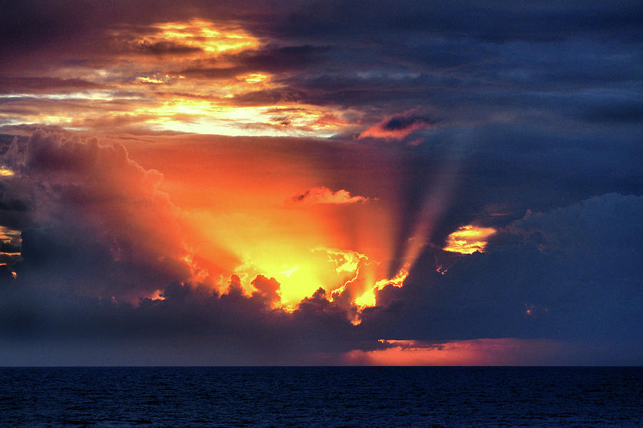 Caribbean Sunset Near Cozumel Mexico Photograph by Bill Swartwout