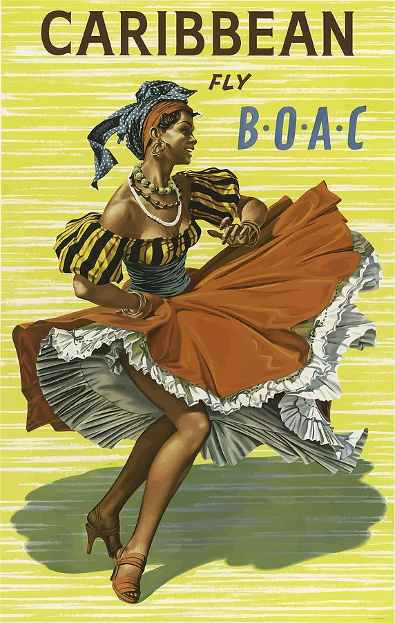 Vintage Drawing - Caribbean Travel Poster by Travel Poster