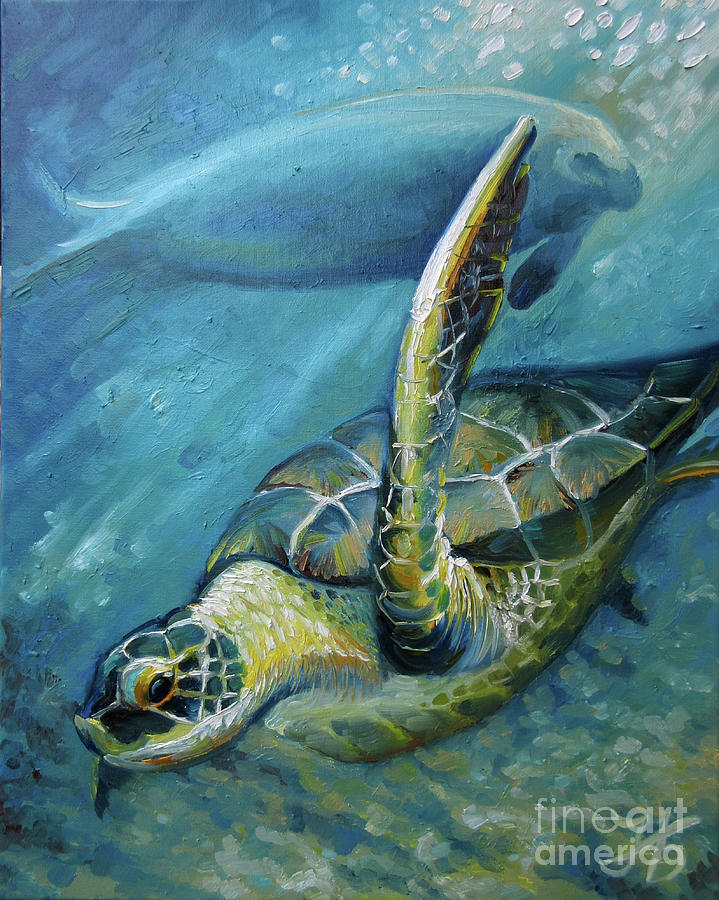 Caribbean Turtle 4 Painting by Nadia Bykova | Pixels