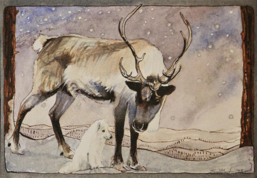 Caribou and Arctic Fox Painting by Susie Gordon - Pixels