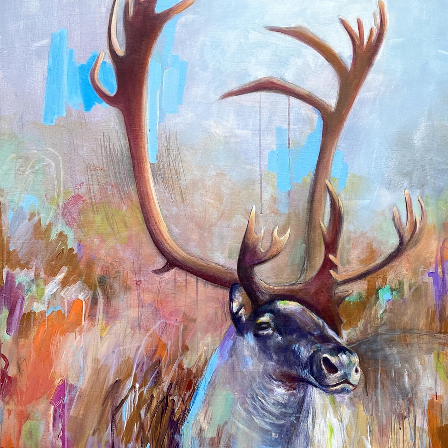 Caribou Painting by Gena Brodie Robbins Fine Art America