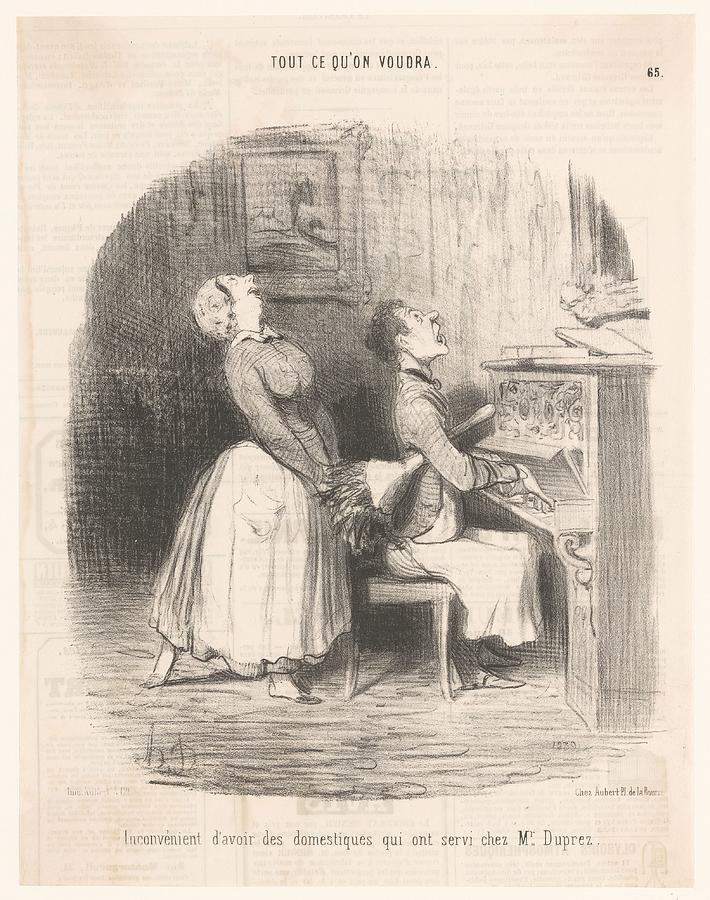 Caricature Of A Man And Woman Singing At A Piano Honore Daumier 1850 Painting By Timeless