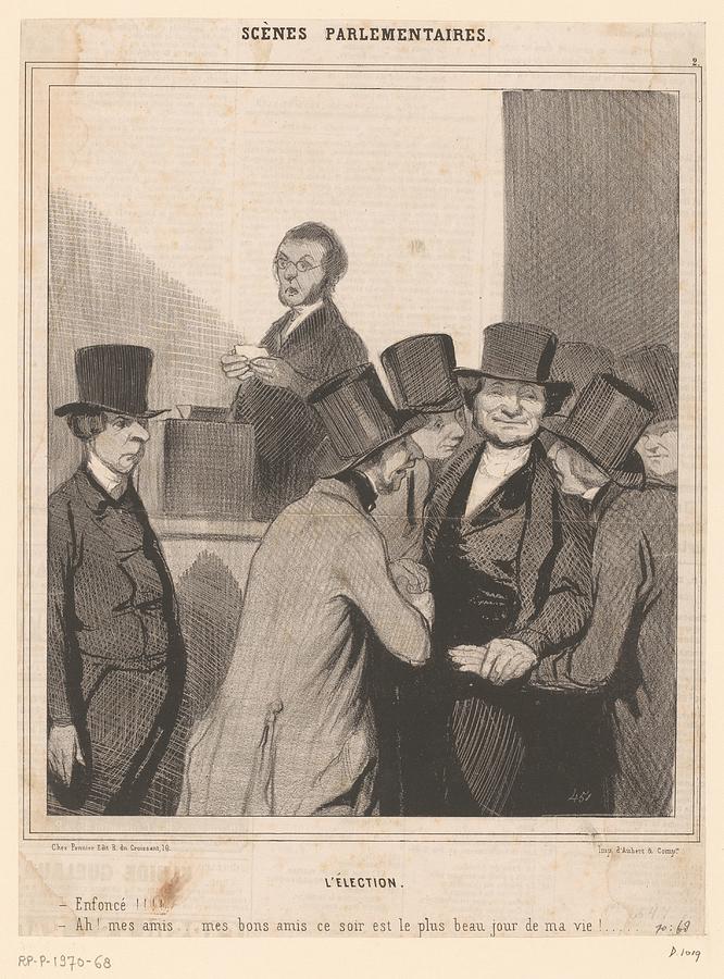 Caricature of two candidates after the election results Honore Daumier ...