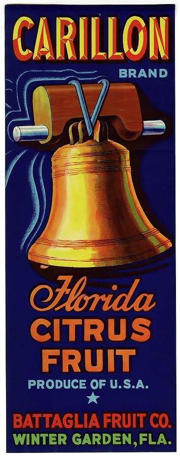 Carillon Brand Florida Citrus Fruit Label 1940 Anonymous Painting