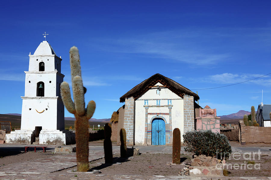 Cariquima Church Village Square and Cactus Chile Photograph by James ...