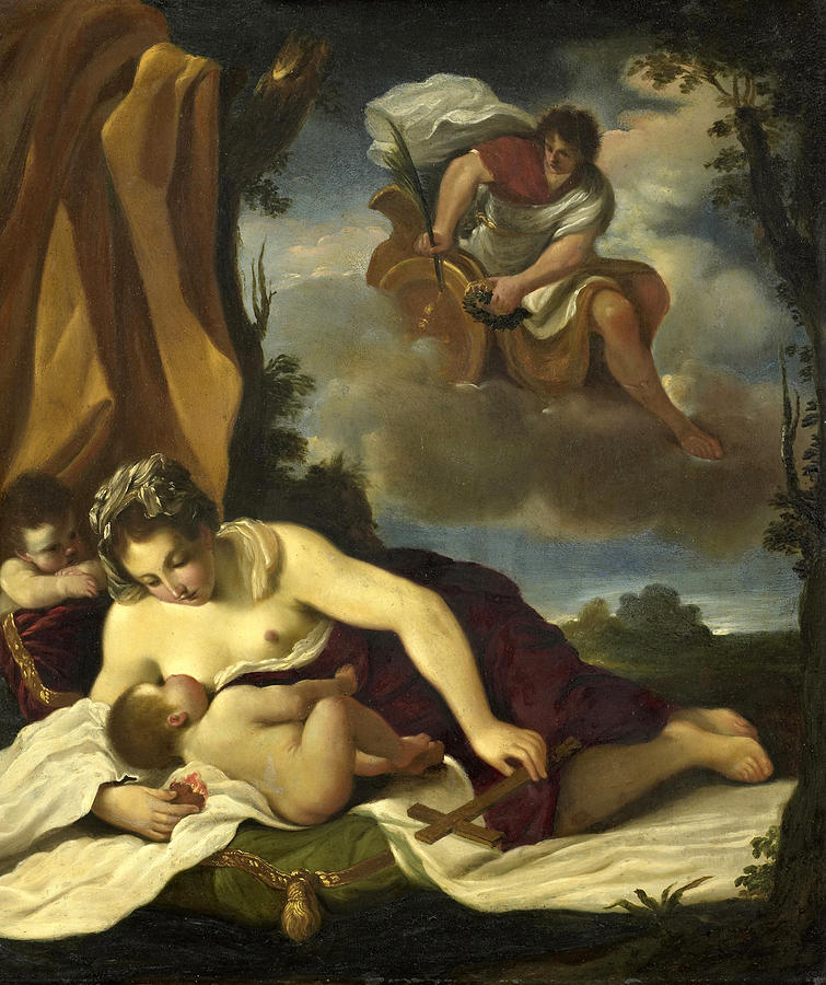 Caritas Painting by After Guercino