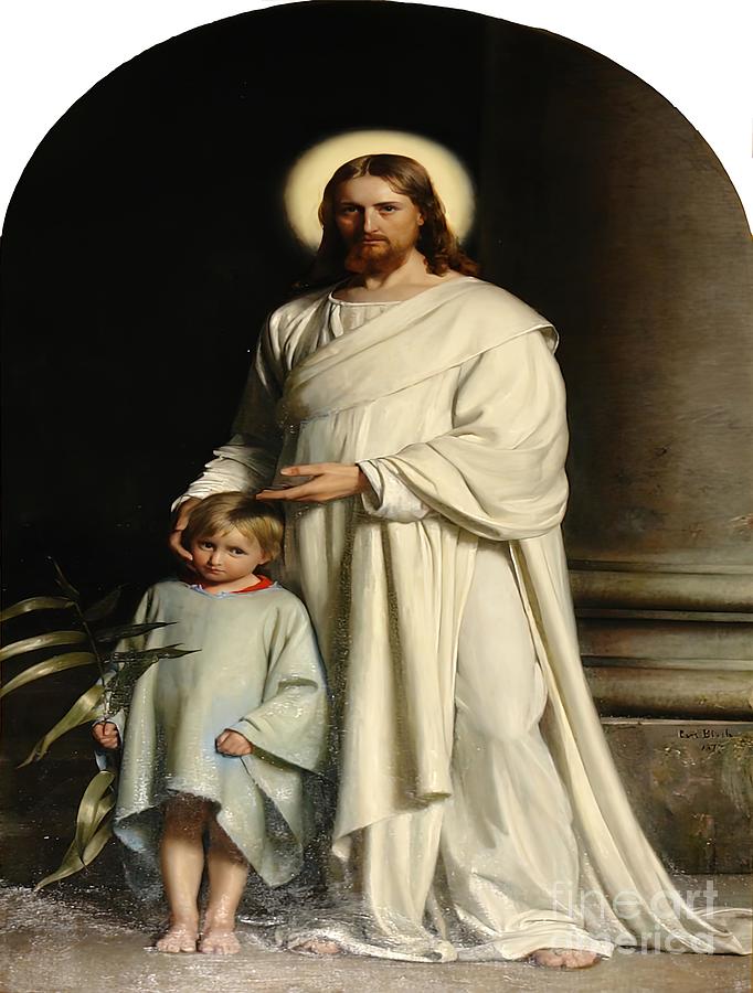 Carl Heinrich Blochs Christ and a Boy Painting by James Jason - Fine ...