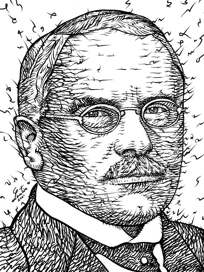 CARL JUNG ink portrait .2 Drawing by Fabrizio Cassetta Pixels