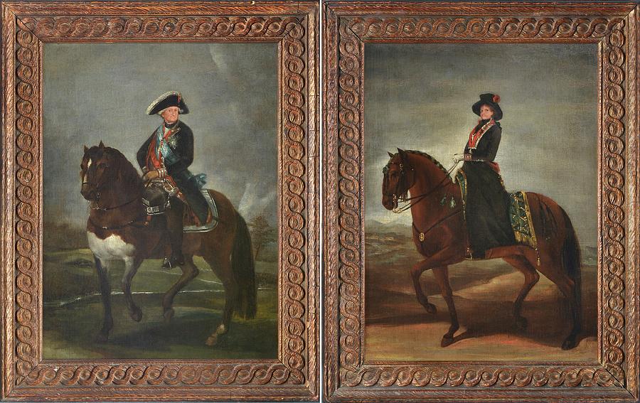 Carlos IV a caballo and La reina Maria Luisa a caballo Painting by ...