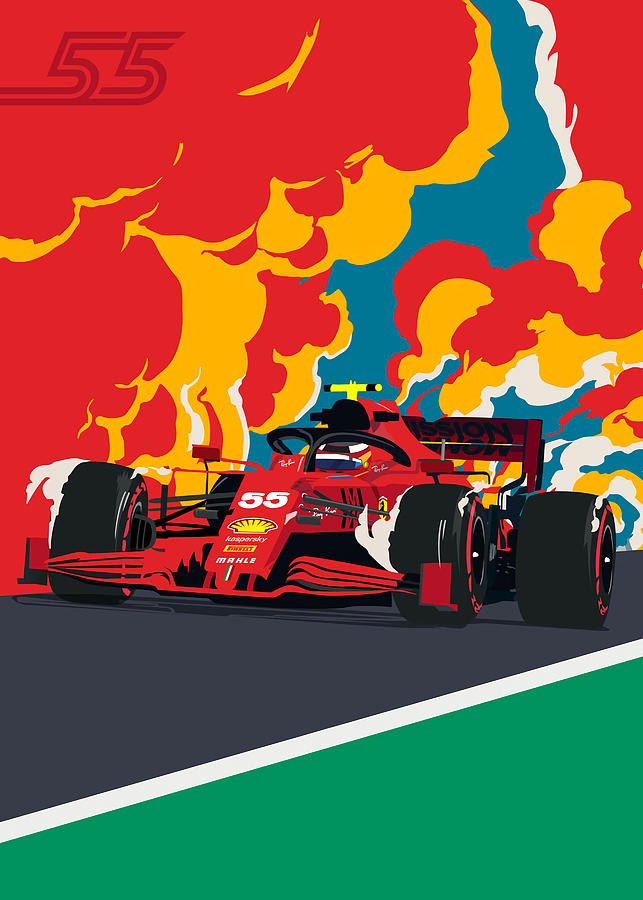 Carlos Sainz Ferrari F1 Poster David Claros Tapestry - Textile by ...