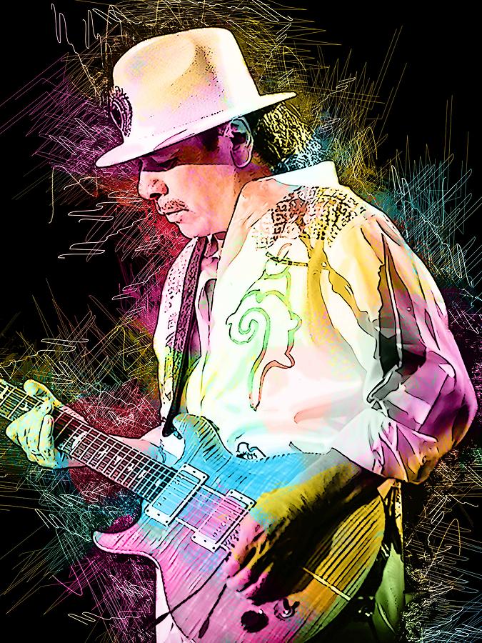 Carlos Santana Drawing by Bechtelar Natalia Fine Art America
