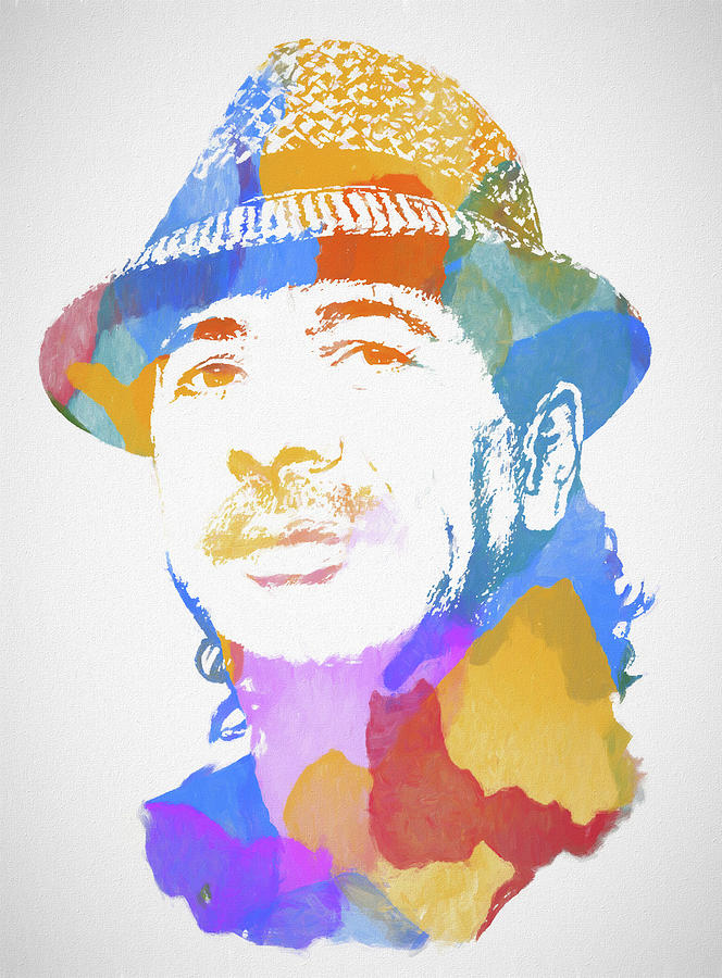 Carlos Santana Colorful Portrait Painting by Dan Sproul