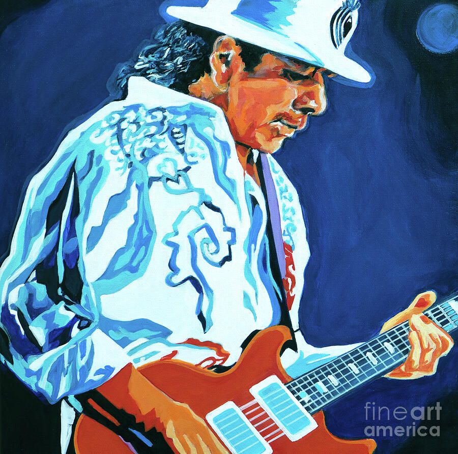Carlos Santana, Art Print Poster, Latin Rock Guitarist Digital Art