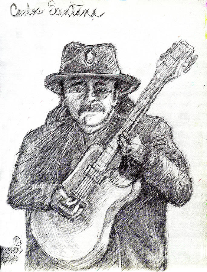 Carlos Santana Drawing by Genevieve Esson