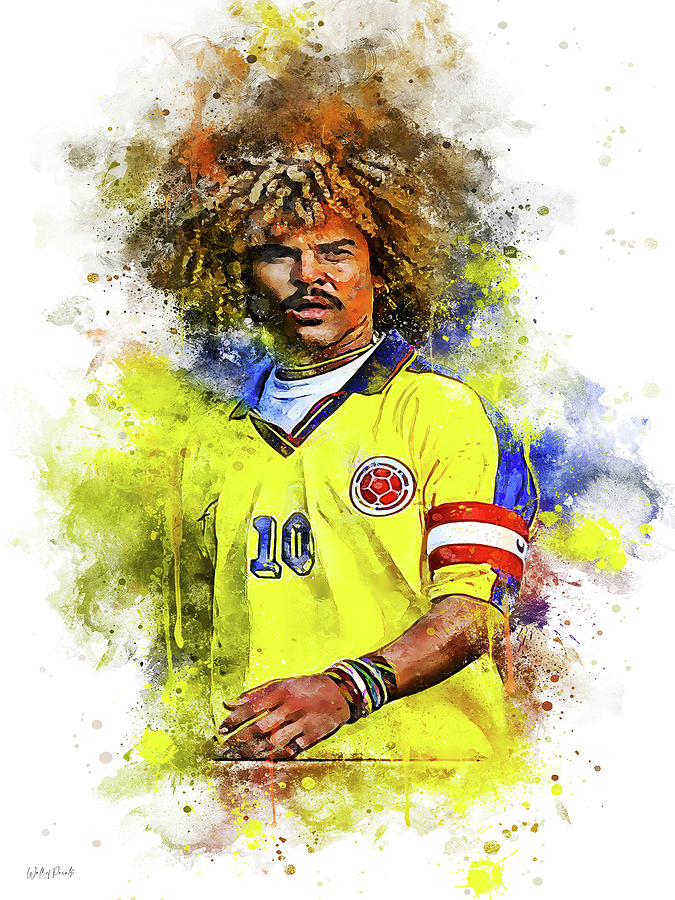 Carlos Valderrama Poster Digital Art by Jelle Veenstra
