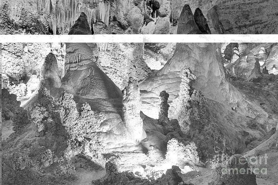 Carlsbad Caverns Ceiling Decorations Black And White Photograph by Adam Jewell