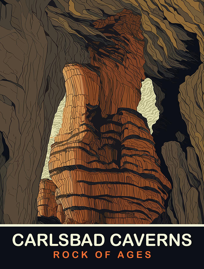 Vintage Digital Art - Carlsbad Caverns, NM by Long Shot