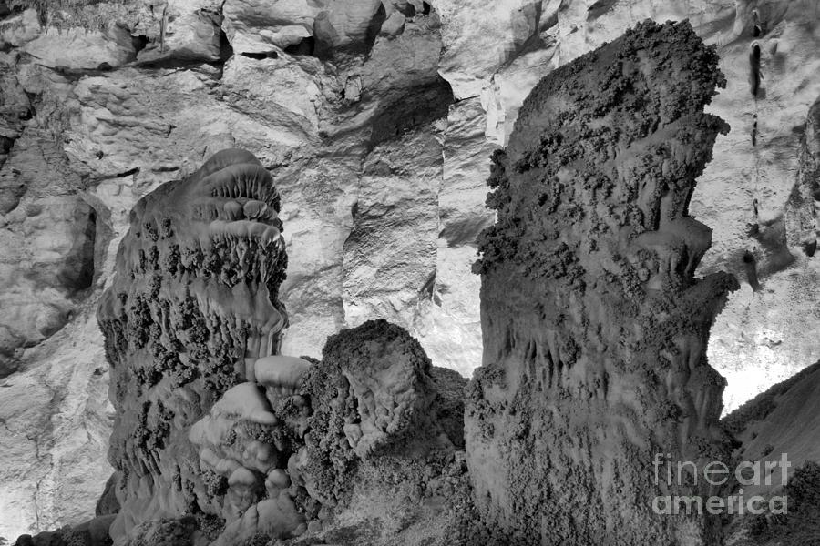 Carlsbad Caverns Towering Formations Black And White Photograph by Adam Jewell