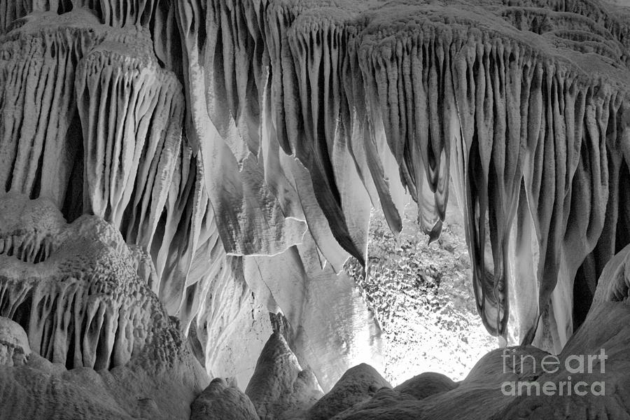 Carlsbad Caverns Whale Mouth Formation Black And White Photograph by Adam Jewell