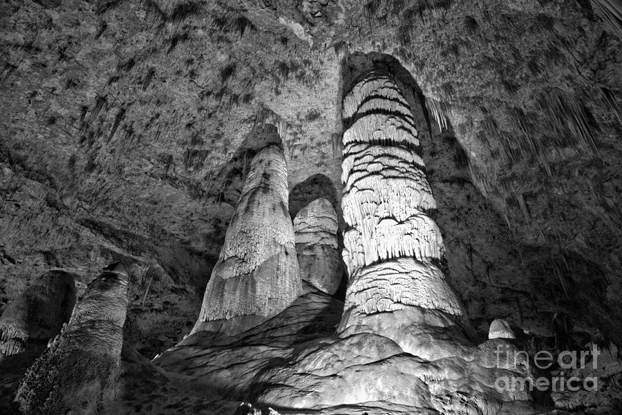 Carlsbad Giant Underground Towers Black And White Photograph by Adam Jewell
