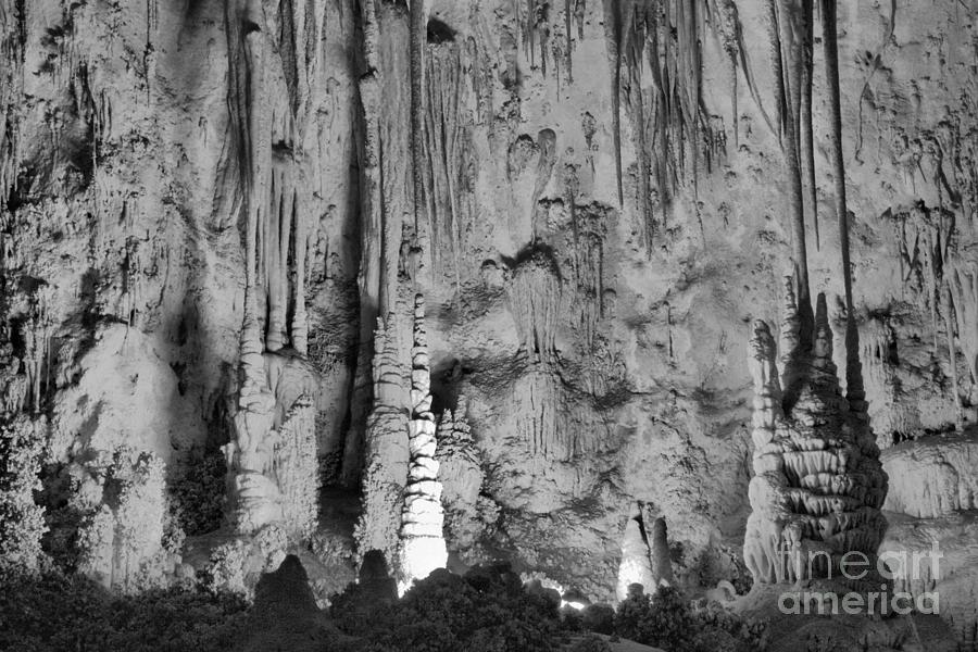 Carlsbad New Mexico Cave Decorations Black And White Photograph by Adam Jewell