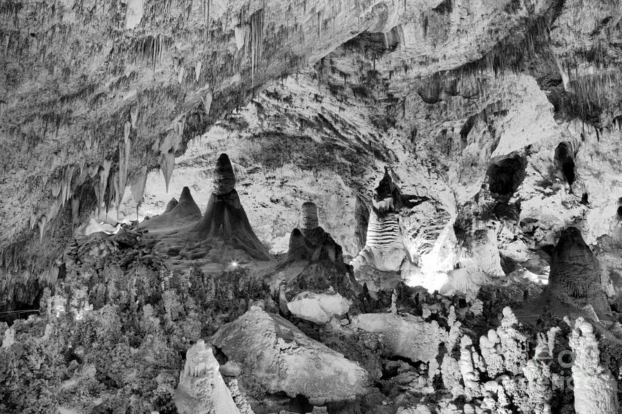 Carlsbad NM Cave Formations Black And White Photograph by Adam Jewell