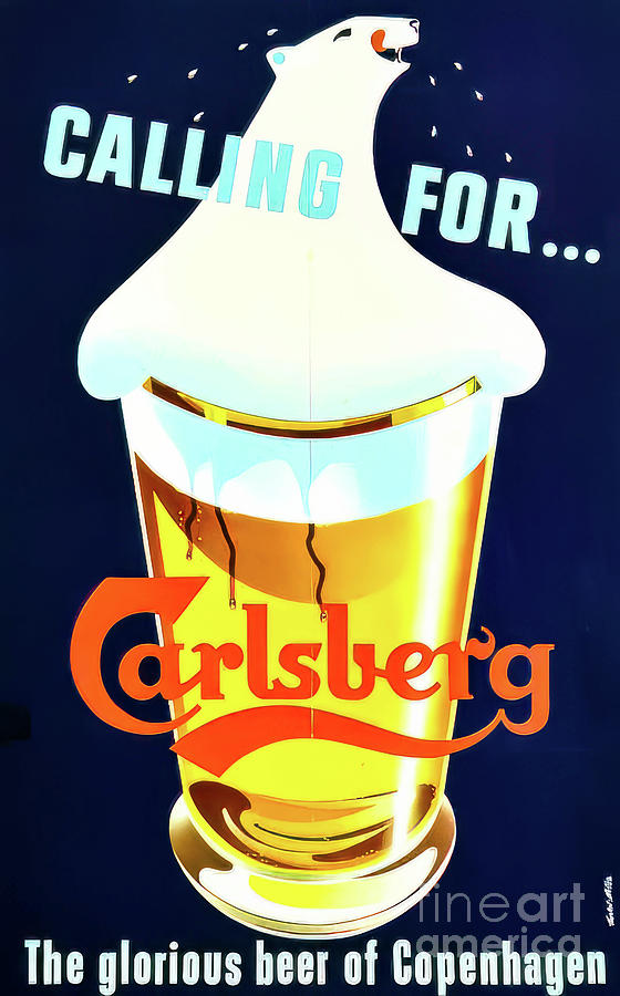 Carlsberg Beer Poster Copenhagen 1957 Drawing by M G Whittingham