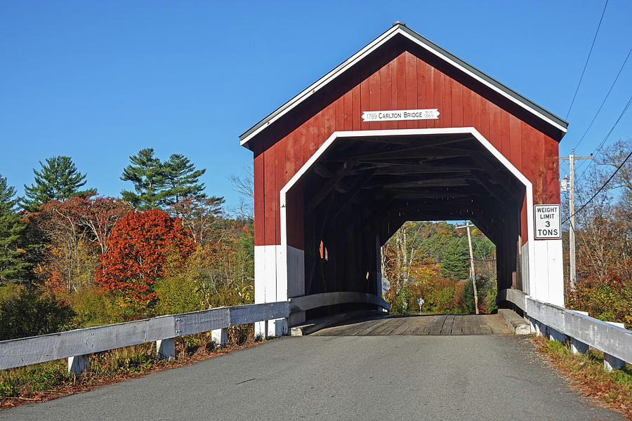 Carlton Covered Bridge Swanzey NH Fall Foliage Photograph by Toby McGuire